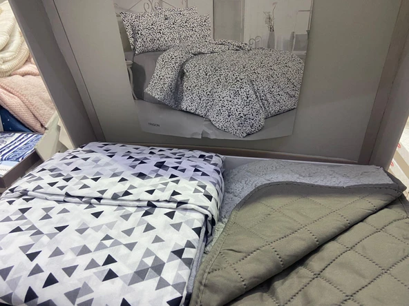 CEYLİN ÇİFT KİŞİLİK NEVRESİMLİ ÖRTÜ SETİ TRİGON GRİ FÜME ürün görseli