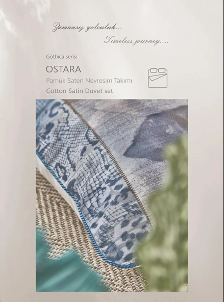 CLUP COTTON ÇİFT KİŞİLİK PAMUK SATEN NEVRESİM TAKIMI OSTARA DENİM - Resim 3