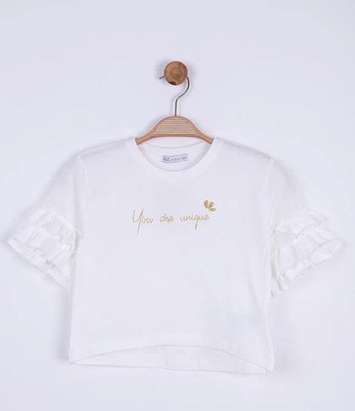 N.K. UNSEA Ekru kız Çocuk Volanlı Tshirt