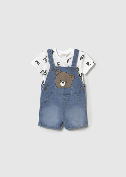 Mayoral Erkek Bebek Salopet Tshirt Takım - 2