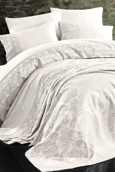 NAZİK 7 PARÇA PİKELİ NEVRESİM TAKIMI GELİN SETİ VALERİA KREM - Resim 3