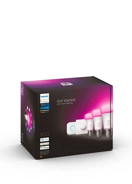 Philips Hue Renkli 3'lü Akıllı Butonlu E27 Bluetooth Özellikli Akıllı Başlangıç Seti