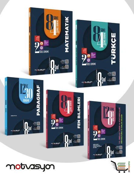 8. Sınıf Türkçe-Matematik-Paragraf-Fen Bilimleri- TC İnkilap Tarihi ve Atatürkçülük Deneme Seti 5 Eser - 2