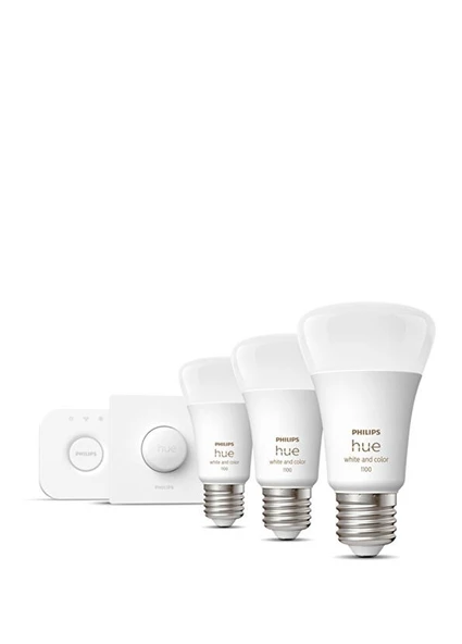 Philips Hue Renkli 3'lü Akıllı Butonlu E27 Bluetooth Özellikli Akıllı Başlangıç Seti - 3