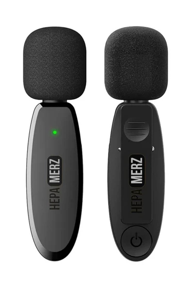 Hepa Merz R-32 Kaliteli Çiftli Kablosuz Yaka Mikrofonu 3in1 İphone Type-c ve 3.5mm Jack - 3