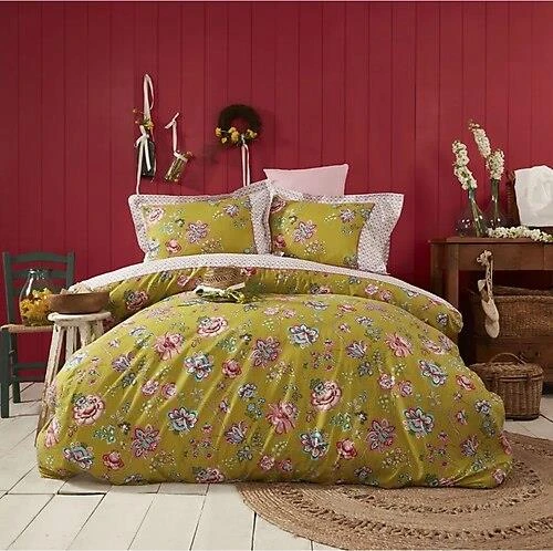 APRİCİTAS RANFORCE ÇİFT KİŞİLİK NEVRESİM TAKIMI OPHELİA YAĞ YEŞİLİ - Resim 2