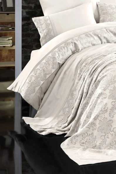 NAZİK 7 PARÇA PİKELİ NEVRESİM TAKIMI GELİN SETİ VALERİA KREM - Resim 4