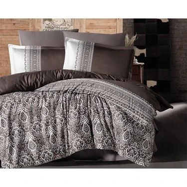 CLASY PAMUK SATEN ÇİFT KİŞİLİK NEVRESİM TAKIMI NOBEL KAHVE - Resim 2