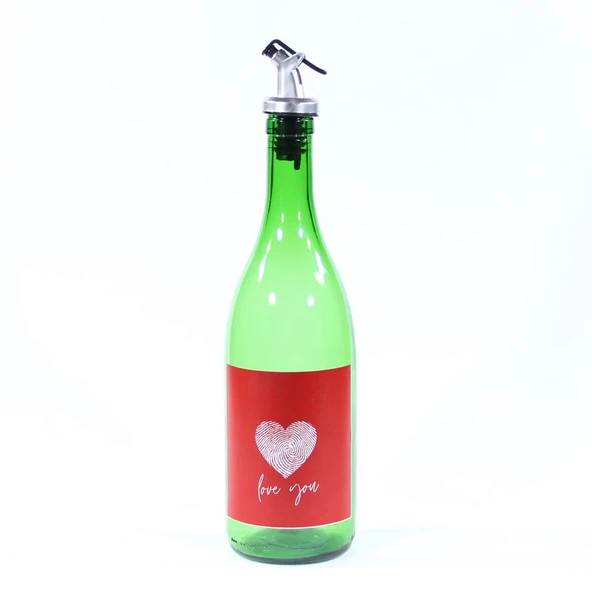 Sevgililer Günü Konseptli Sosluk Yeşil 750 ml (Akıtıcılı) Love You