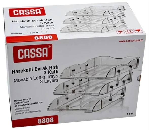 Cassa Evrak Rafı 3Lü Şeffaf