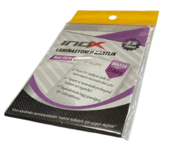 İnox Laminasyonlu Kartlık Dikey 84X114Mm 5Li Yapışkanlı 2 adet
