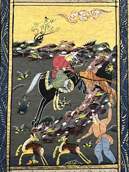 Kadim Ormanın Avcıları Adlı El Yapımı Minyatür Resim 20,5x12 cm - 2