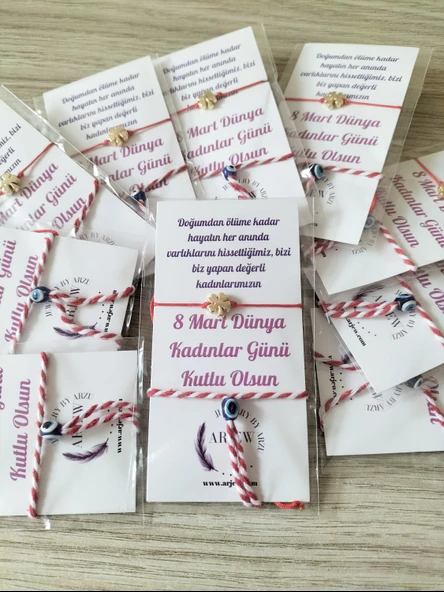 8 Mart Kadınlar Günü Hediyesi Yonca  Bileklik Ve Marteniçka Seti 10 Adet