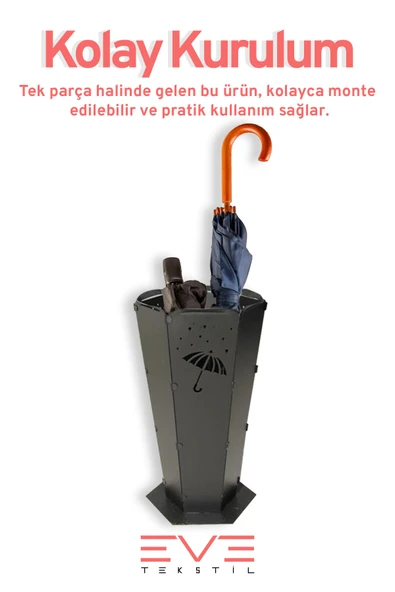 Lüx Dış ve İç Mekana Uygun Şemsiye Desenli Paslanmaz Şemsiyelik - 3
