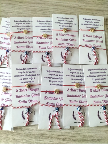 8 Mart Kadınlar Günü Hediyesi Yonca  Bileklik Ve Marteniçka Seti 10 Adet - 3