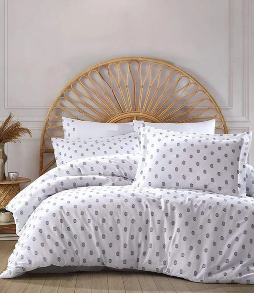 ŞAHESER JAKARLI NEVRESİM TAKIMI ÇİFT KİŞİLİK OSLO GRİ - Resim 2