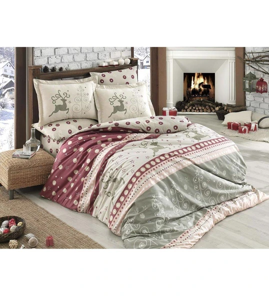 HOBBY TEK KİŞİLİK NEVRESİM TAKIMI POPLİN  LUDOVİCA KIRMIZI - Resim 3