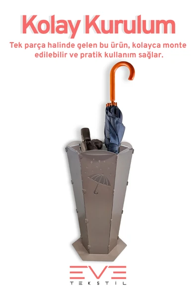 Lüx Dış ve İç Mekana Uygun Şemsiye Desenli Paslanmaz Şemsiyelik - 8