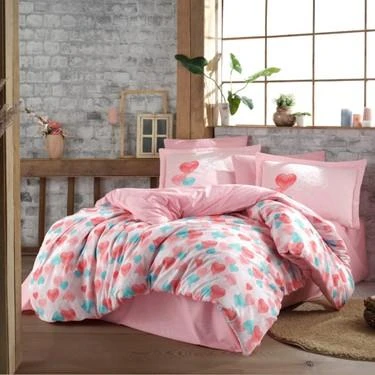 HOBBY POPLİN TEK KİŞİLİK NEVRESİM TAKIMI LAVİDA KIRMIZI - Resim 3