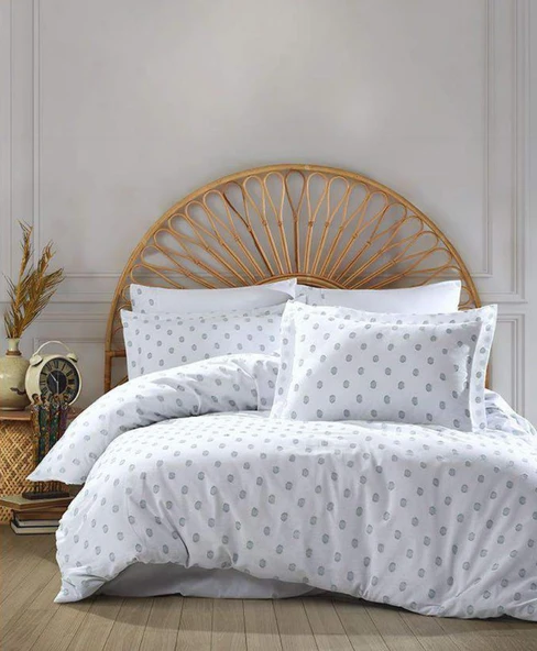 ŞAHESER JAKARLI NEVRESİM TAKIMI ÇİFT KİŞİLİK OSLO MİNT - Resim 5