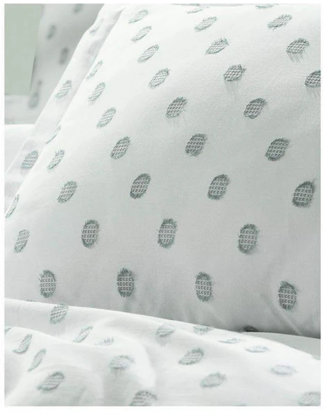 ŞAHESER JAKARLI NEVRESİM TAKIMI ÇİFT KİŞİLİK OSLO MİNT - Resim 3