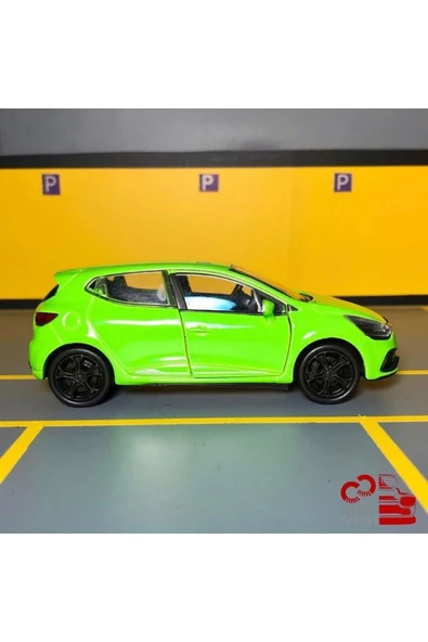 Renault Clio Rs 1/36 Ölçek Çek Bırak Diecast Yeşil Metal Model Araba Oyuncak - 3