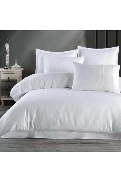 PAMUK SATEN ÇİFT KİŞİLİK NEVRESİM TAKIMI VALİNOR BEYAZ ürün görseli