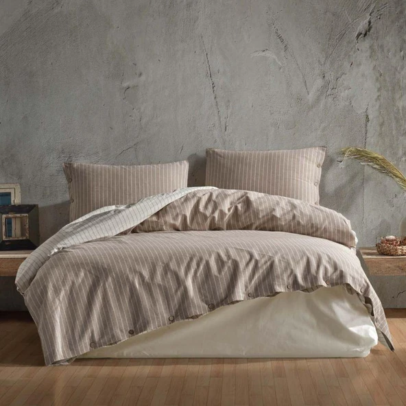 CLASY RANFORCE ÇİFT KİŞİLİK BUTİK NEVRESİM TAKIMI NORMA KAHVE - 2