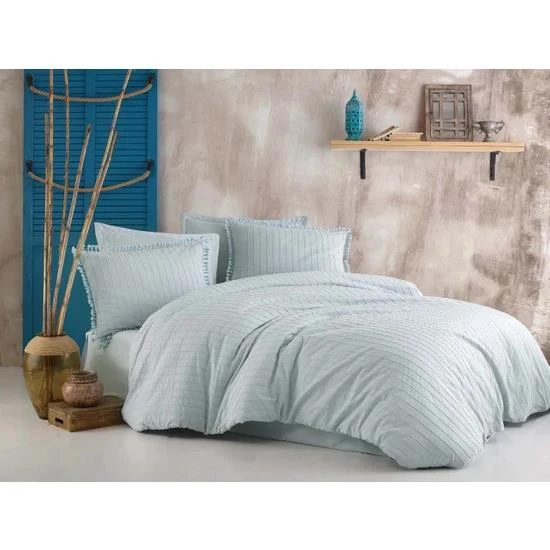 CLASY SATEN BUTİK ÇİFT KİŞİLİK NEVRESİM TAKIMI ESTİNA MİNT - Resim 6