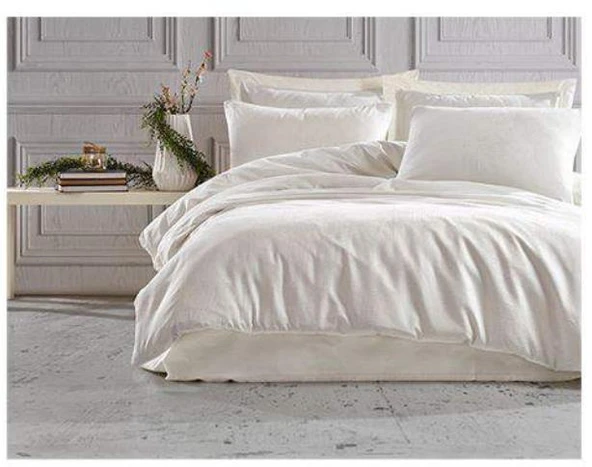 ŞAHESER JAKARLI NEVRESİM TAKIMI ÇİFT KİŞİLİK JACOB KREM ürün görseli