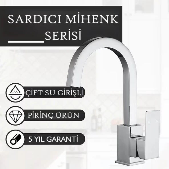 SRDC Mihenk Premium Mutfak Bataryası - Pirinç Gövde & Paslanmaz Boru - Çift Su Girişi - Resim 2