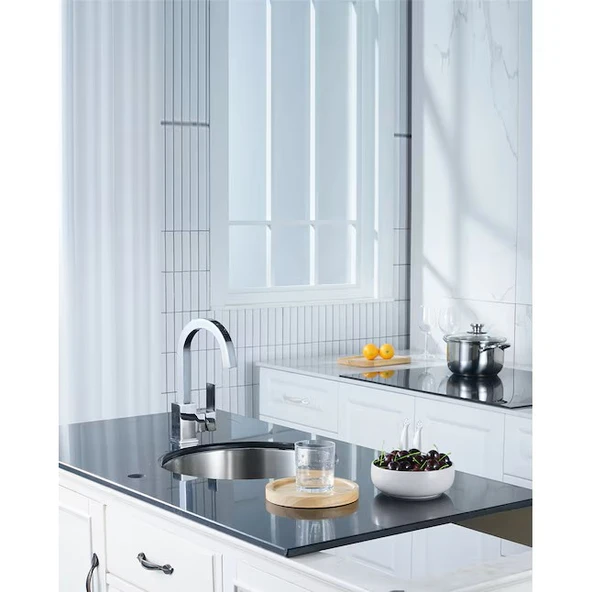 SRDC Mihenk Premium Mutfak Bataryası - Pirinç Gövde & Paslanmaz Boru - Çift Su Girişi - Resim 5