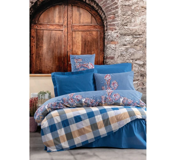 CB ALAÇATI  ÇİFT KİŞİLİK NEVRESİM TAKIMI GALANO LACİVERT - Resim 10