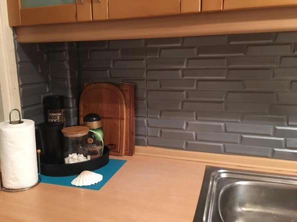 Renkli Duvarlar Tek Parça 70x500cm 1 Adet Gri Piramit Opak Model Yapışkanlı Ev Ofis Salon Duvar Paneli Kağıdı NW65 - 7