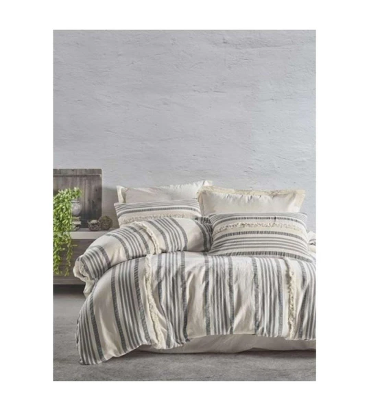 ŞAHESER NATUREL NEVRESİM TAKIMI ÇİFT KİŞİLİK NİDUS GRİ ürün görseli