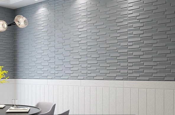 Renkli Duvarlar Tek Parça 70x500cm 1 Adet Gri Piramit Opak Model Yapışkanlı Ev Ofis Salon Duvar Paneli Kağıdı NW65 - 4
