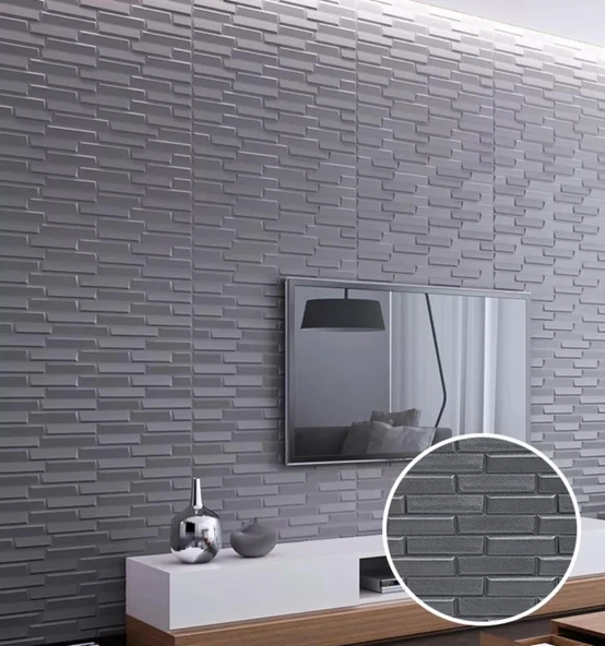 Renkli Duvarlar Tek Parça 70x500cm 1 Adet Gri Piramit Opak Model Yapışkanlı Ev Ofis Salon Duvar Paneli Kağıdı NW65 - 5