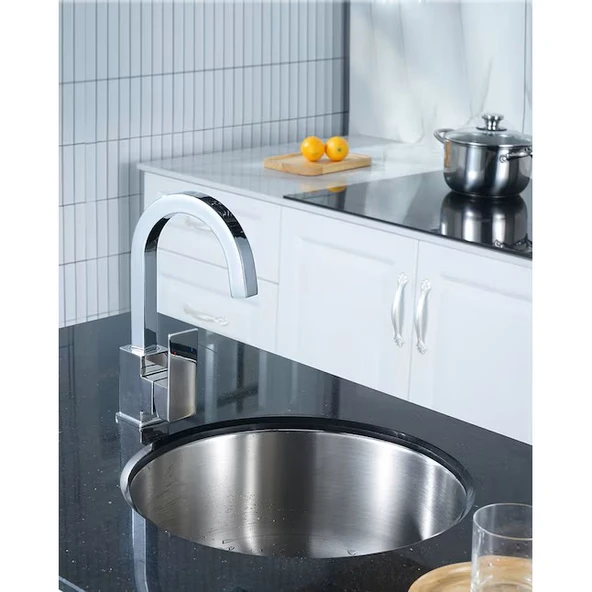 SRDC Mihenk Premium Mutfak Bataryası - Pirinç Gövde & Paslanmaz Boru - Çift Su Girişi - Resim 4