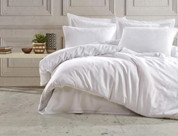 ŞAHESER JAKARLI NEVRESİM TAKIMI ÇİFT KİŞİLİK LİLY BEYAZ - Resim 2