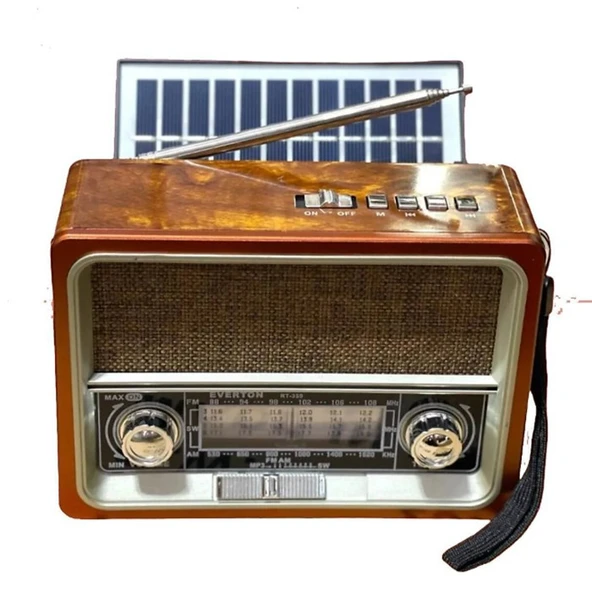 Nostalji Radyo Ve Müzik Çalar Everton Rt-359-GÜNEŞ ENERJİLİ-FENERLİ-Bluetooth-Usb-Fm