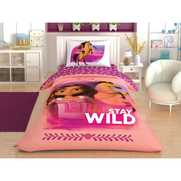 TAÇ LİSANSLI TEK KİŞİLİK NEVRESİM TAKIMI SPİRİT STAY WİLD