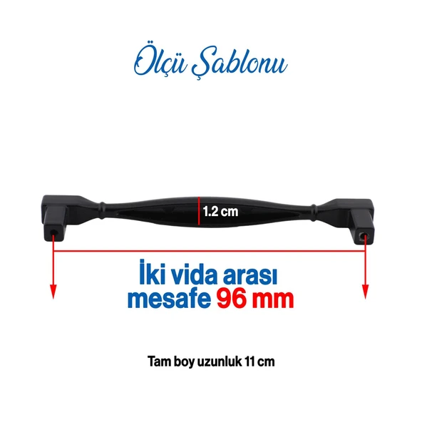10 Adet Kare Kulp Mobilya Mutfak Dolabı Çekmece Dolap Kapak Kulpu Kulbu Siyah (96 MM-9.6 CM) Metal - Resim 3