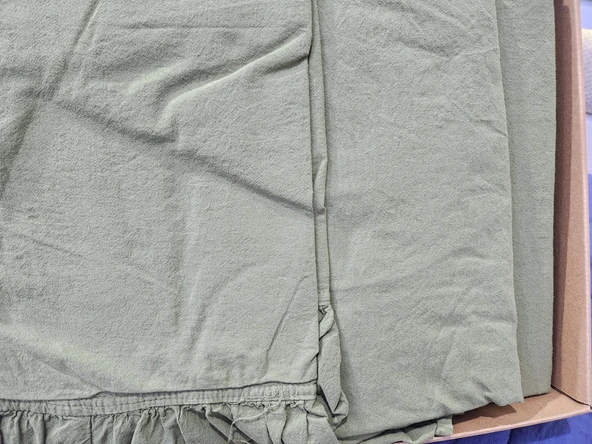 STONEWASHED NEVRESİM TAKIMI ÇİFT KİŞİLİK MUSTARD - Resim 2