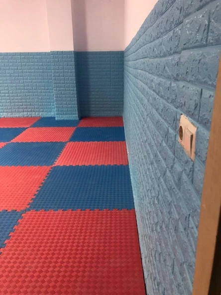 Renkli Duvarlar Kağıdı Kendinden Yapışkanlı 70X77cm 1 Adet Çoçuk Odası Salon Ofis Mavi Taş Tuğla 3D Duvar Nw05 - 4