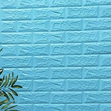 Renkli Duvarlar Kağıdı Kendinden Yapışkanlı 70X77cm 1 Adet Çoçuk Odası Salon Ofis Mavi Taş Tuğla 3D Duvar Nw05 - 2