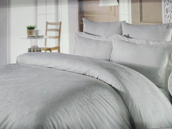 JAKARLI SATEN NEVRESİM TAKIMI ÇİFT KİŞİLİK SARMAŞIK TAŞ - Resim 2