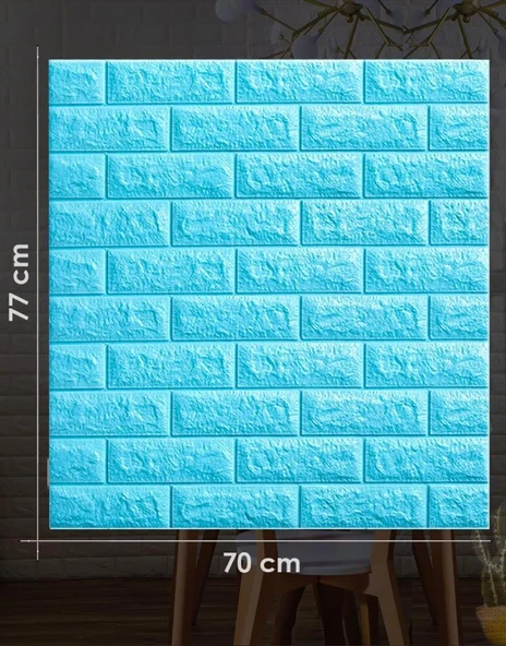 Renkli Duvarlar Kağıdı Kendinden Yapışkanlı 70X77cm 1 Adet Çoçuk Odası Salon Ofis Mavi Taş Tuğla 3D Duvar Nw05