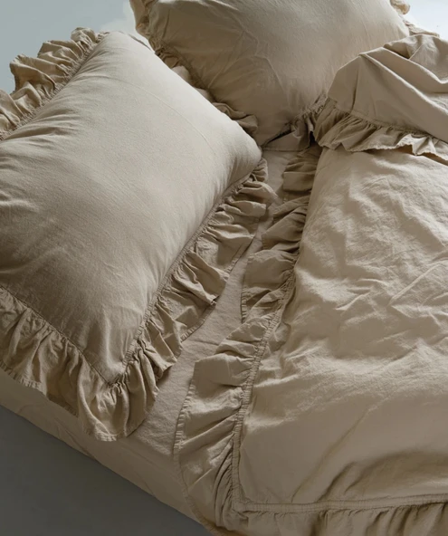 STONEWASHED NEVRESİM TAKIMI ÇİFT KİŞİLİK OXFORTAN - Resim 3