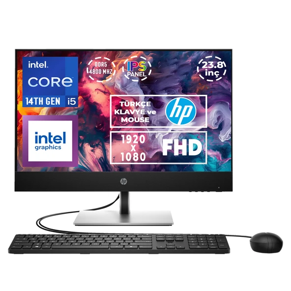 HP ProOne 440 G9 i5-14500T 64GB 8TB SSD 23.8" FHD W11P All In One Bilgisayar 9H6X3ET 24