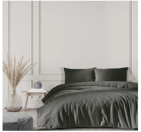 MAJOLİ STONE WASHED ÇİFT KİŞİLİK NEVRESİM TAKIMI SOLİD - 2